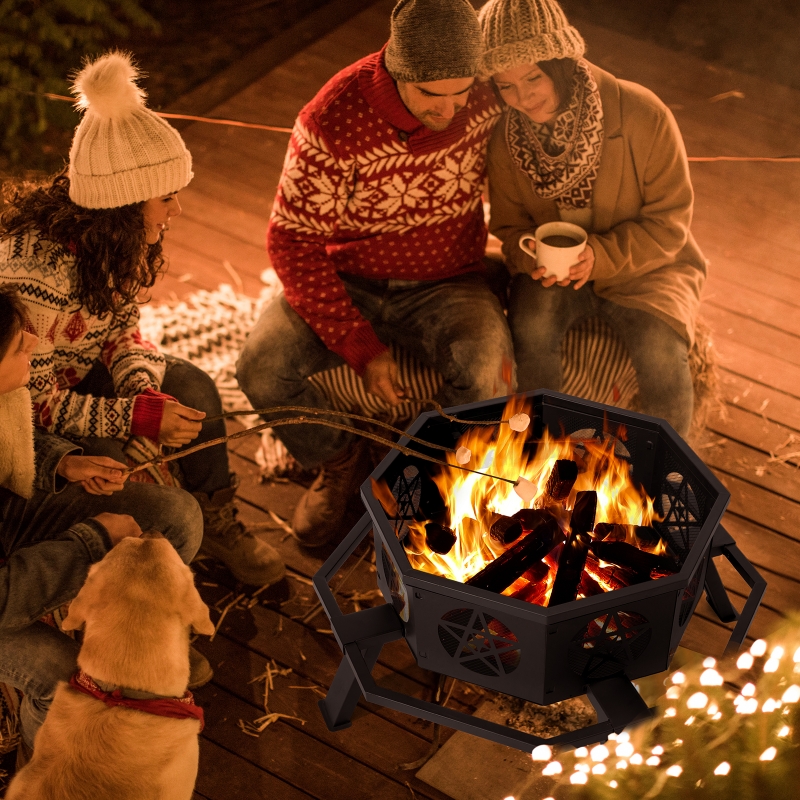 Zimtown Fir Pit for Outside 35 inch Iron Wood Burning Fir Pit with