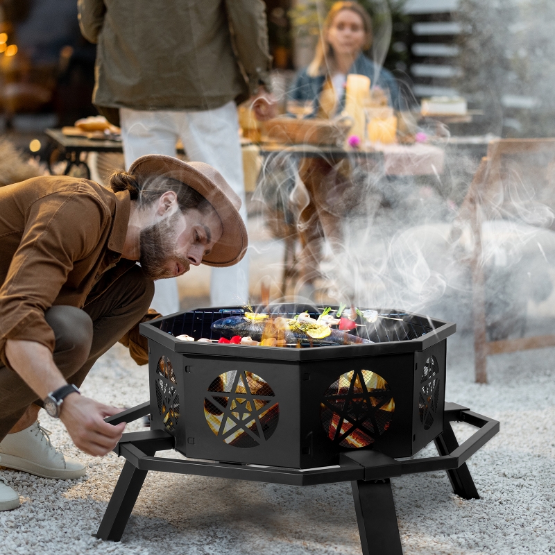 Zimtown Fir Pit for Outside 35 inch Iron Wood Burning Fir Pit with