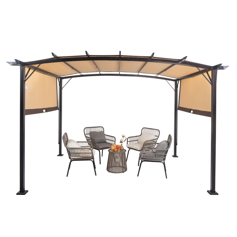 Zimtown 12' x 9' Pergola Adjustable Shade Fabric Curved Top