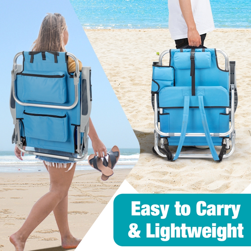 Zimtown 2 Pack Camping Beach Low Chair Folding Portable Chair Blue Solid Construction Backpack zimtown