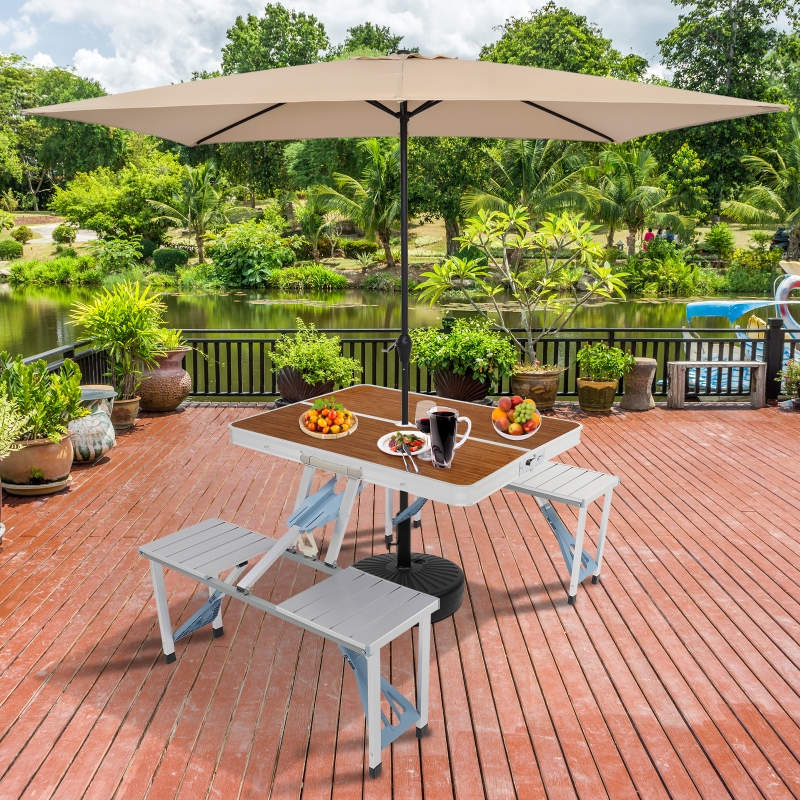 Zimtown Portable Folding Picnic Table With 4-Person Chair Seats