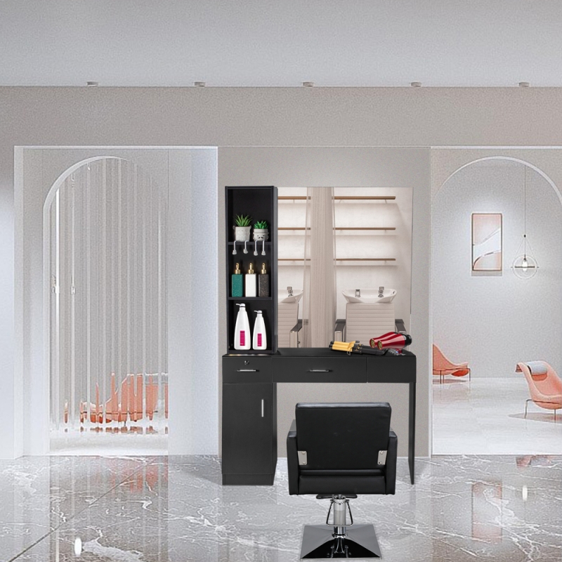 Zimtown Wall Mount Salon Station, Hair Styling Barber Station Beauty Salon Spa Equipment, with