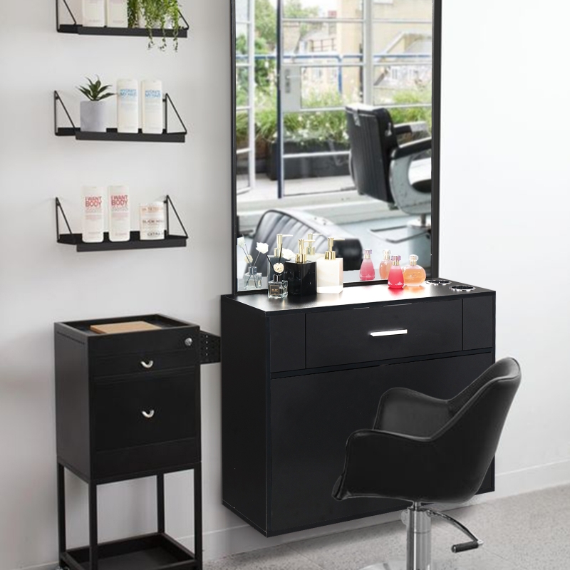 Ktaxon Wall Mount Barber Salon Station with Vanity Mirror, Makeup