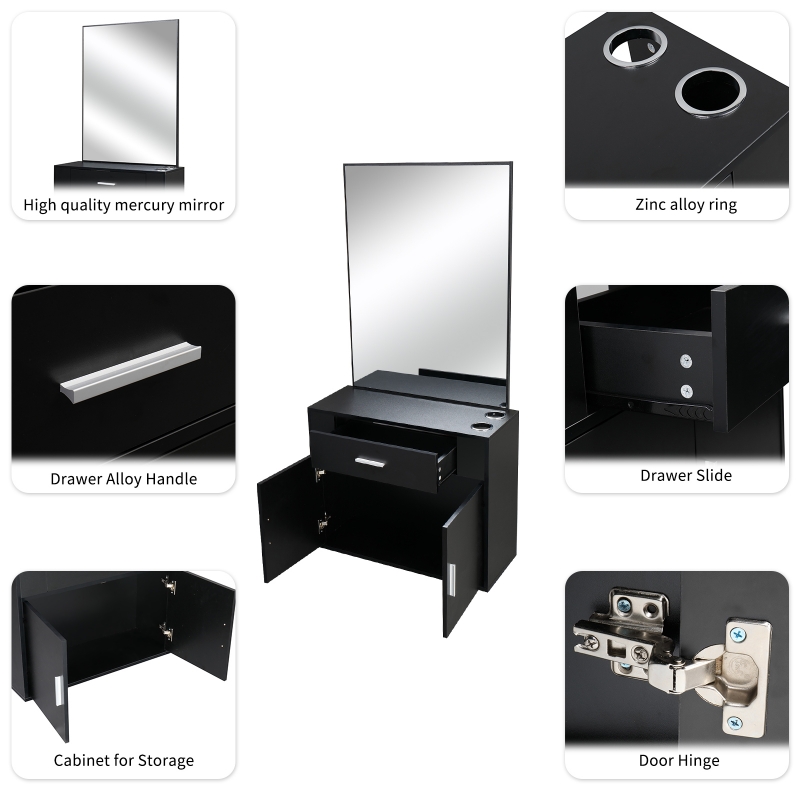 Ktaxon Wall Mount Barber Salon Station with Vanity Mirror, Makeup