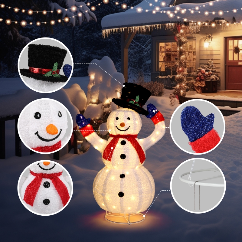 Zimtown 4ft LED Lighted Snowman Christmas Snowman with Takes Off
