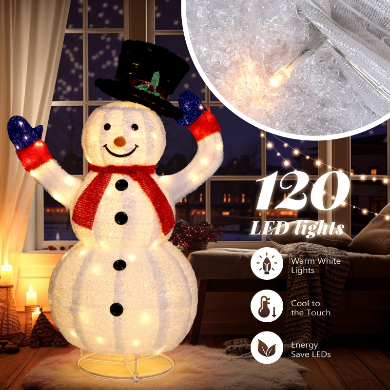 スノーマン　with 520 LED LIGHTS 全長2.4m 1090000503747 Gemmy Orchestra of Lights 48.03-in Freestanding Snowman Yard