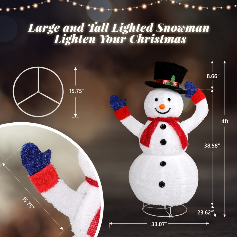 Zimtown 4ft LED Lighted Snowman Christmas Snowman with Takes Off