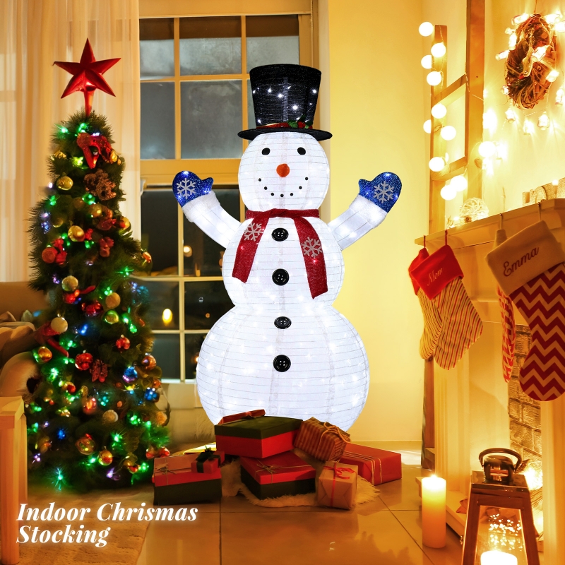 Zimtown 6ft LED Lighted Pop-Up Snowman Christmas Snowman w/ 200