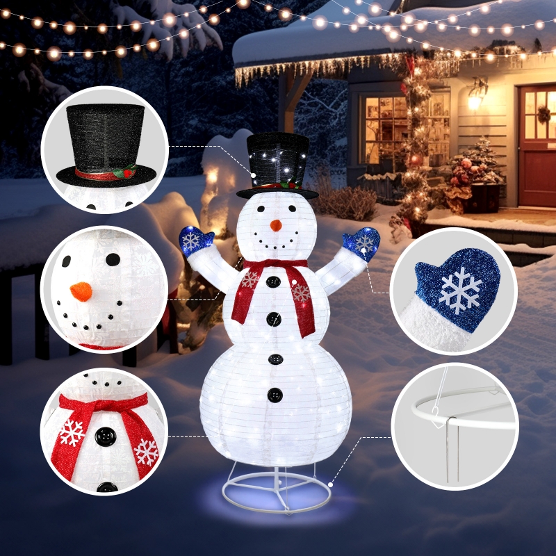 Zimtown 6ft LED Lighted Pop-Up Snowman Christmas Snowman w/ 200