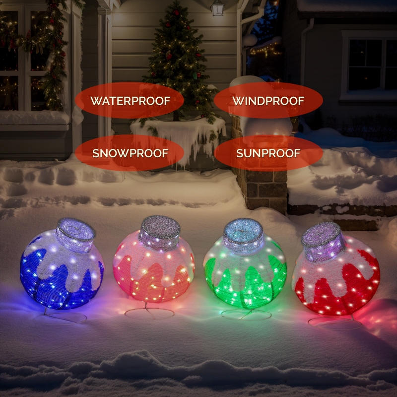 Zimtown 4 pcs LED Christmas Ornament Decor Set,Lighted Pop-Up
