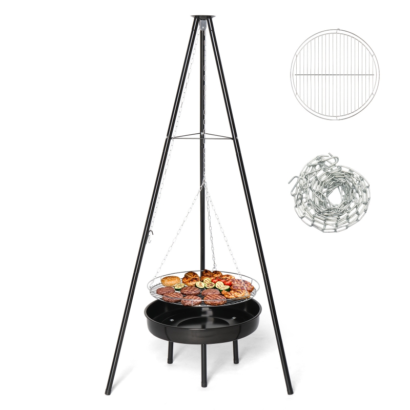 Zimtown Grill Swing Campfire Cooking Set,Tripod Cooker BBQ Grill