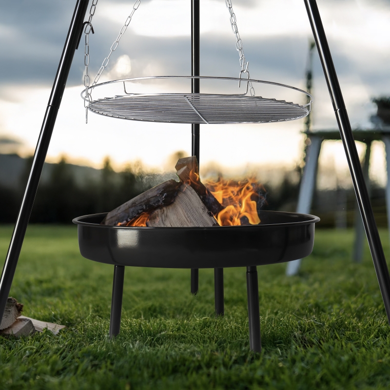 Zimtown Grill Swing Campfire Cooking Set,Tripod Cooker BBQ Grill