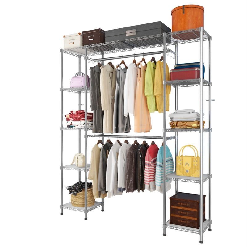 Expandable metal hanging storage organizer rack wardrobe with shelves shop
