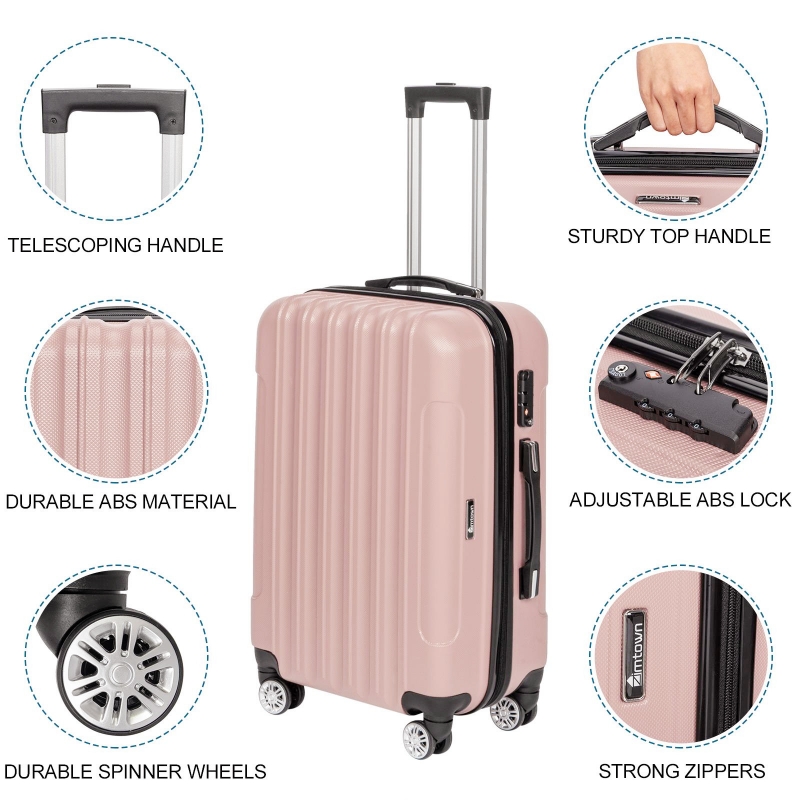 Zimtown 3 Piece TSA Lock Luggage Travel Set Bags Trolley Hard Suitcase ...