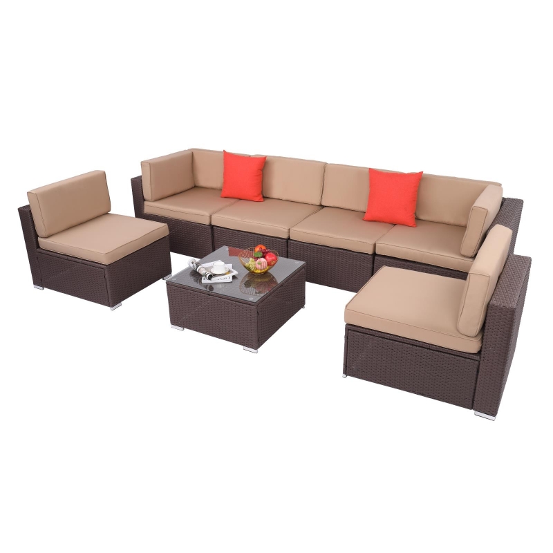 Zimtown Patio Furniture Set 7 Pieces Outdoor Sectional PE Rattan zimtown