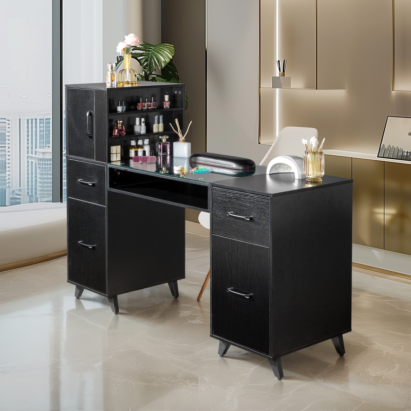 Zimtown Manicure Table with Drawers, Storage Shelves Spa Beauty