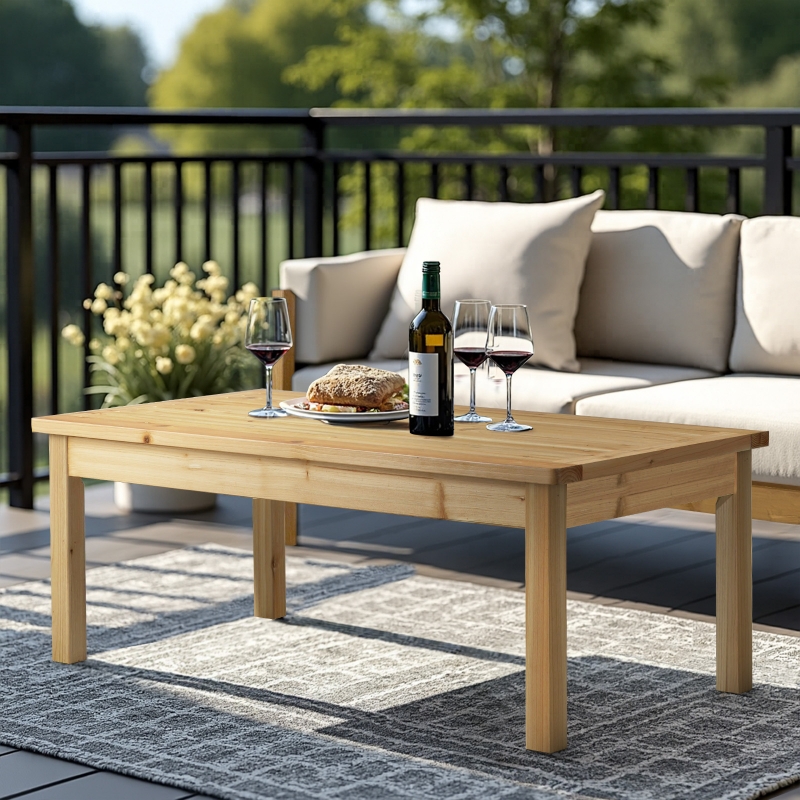 Ktaxon 44 Inch Outdoor Wood Coffee Table, Solid Fir Wood Farmhouse