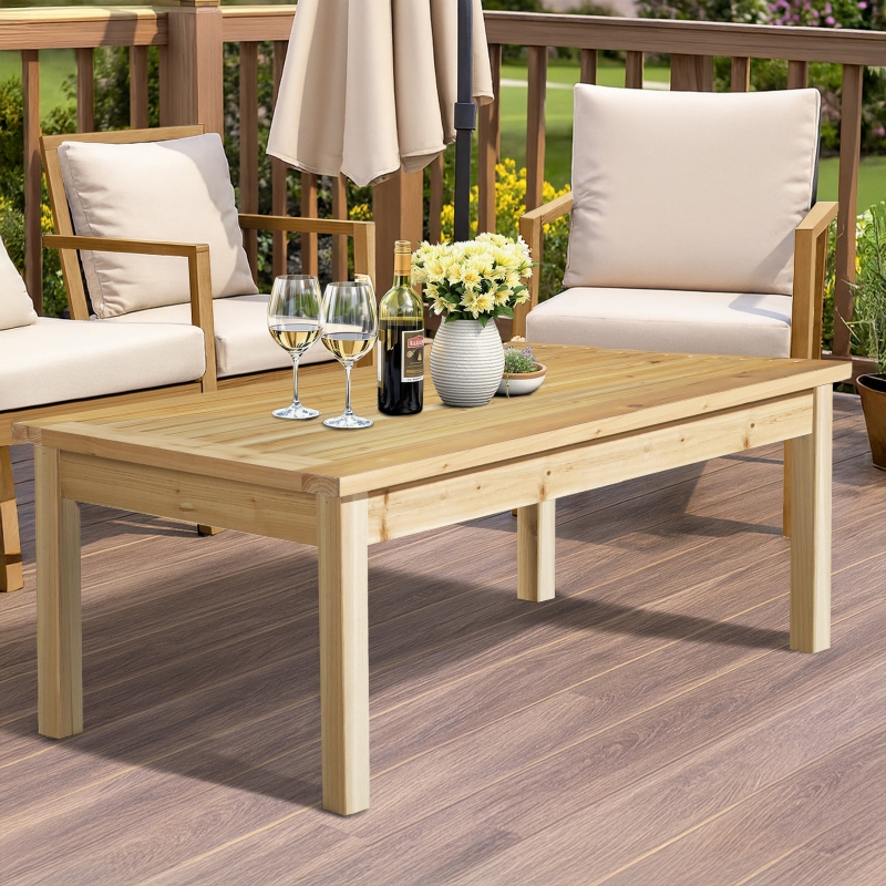 Ktaxon 44 Inch Outdoor Wood Coffee Table, Solid Fir Wood Farmhouse