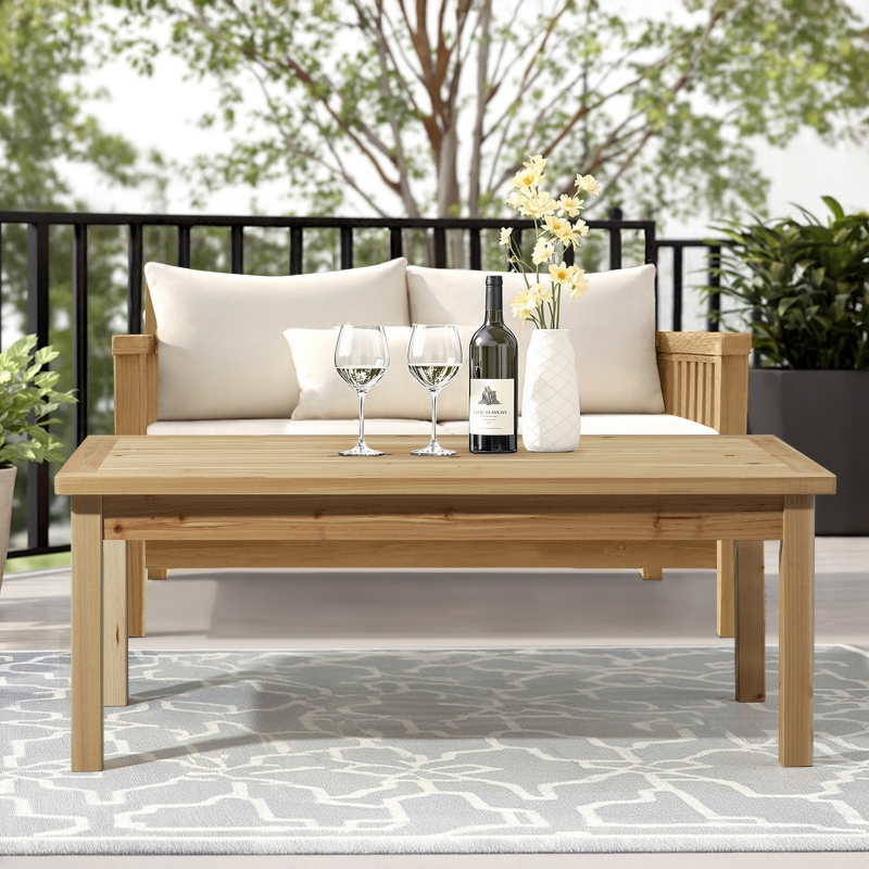 Ktaxon 44 Inch Outdoor Wood Coffee Table, Solid Fir Wood Farmhouse