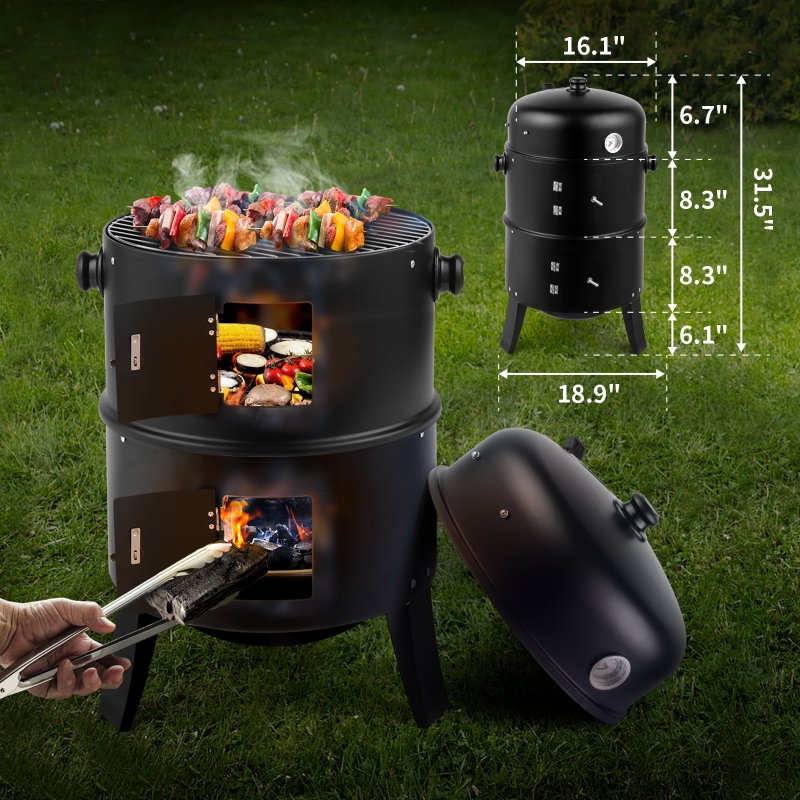 Zimtown BBQ Charcoal Grill Outdoor Barbecue Pit Smoker with 3