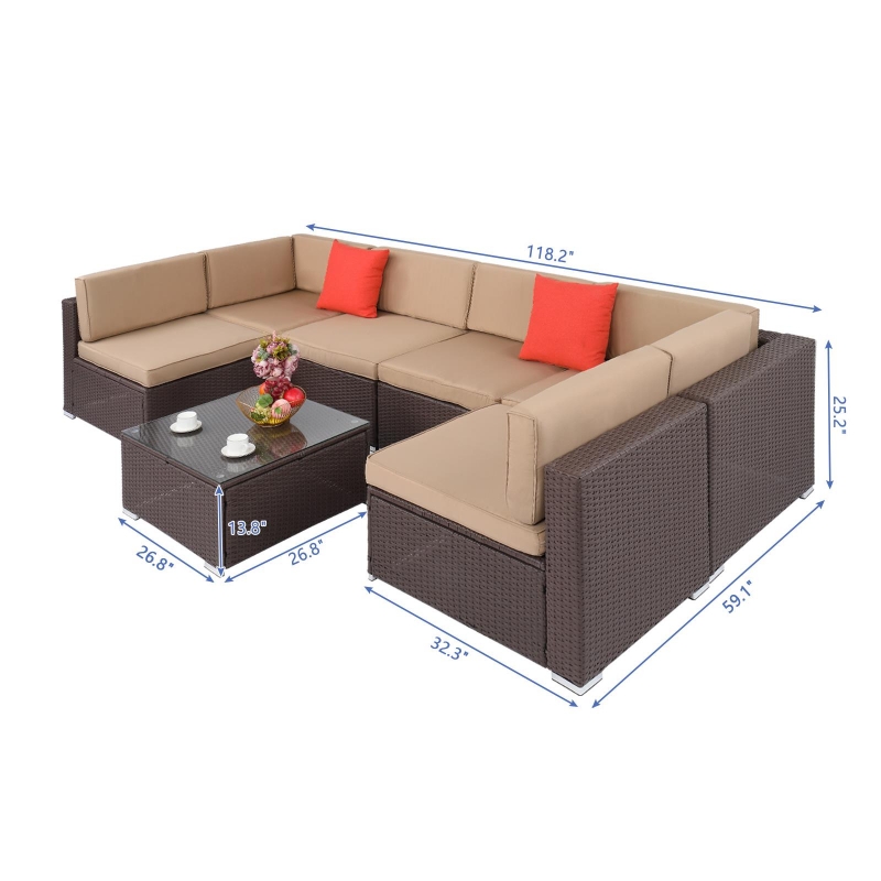 Zimtown Patio Furniture Set 7 Pieces Outdoor Sectional PE RattanBox3 zimtown